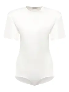 Боди в рубчик с короткими рукавами Magda Butrym, нейтральный