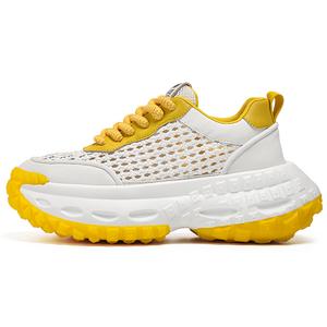 LINGPAO Низкие массивные кроссовки мужские бело-желтые, цвет White Yellow