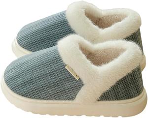 Женские тапочки-ботильоны зимние для дома, с меховой подкладкой, ботильоны для дома, уличные и домашние тапочки, противоскользящие Hzxsny, B-Blue