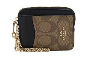 COACH Женский клатч из холста с кожаным кошельком и монетницей цвета хаки и черного