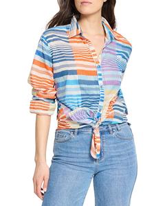 NIC+ZOE Бойфренд рубашка в полоску Sunset Nic + Zoe, синий