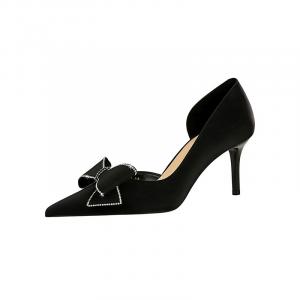 BIGTREE Стройные каблуки на шпильке 7 см женские черные с сумкой для покупок, цвет Black+Shopping Bag