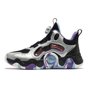 ERKE KIDS Амортизация, износостойкие низкие детские баскетбольные кроссовки Black Silver Purple