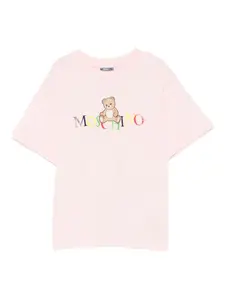 Футболка из хлопка с принтом плюшевого мишки Moschino Kids, розовый