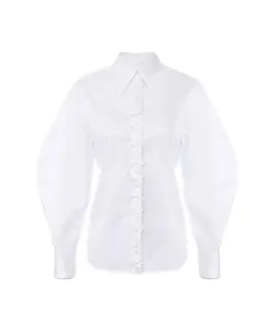 Рубашка из хлопкового поплина с бантиками Elisabetta Franchi, белый