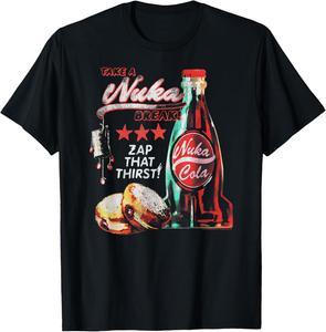 Футболка Fallout Video Game Take a Nuka Cola Break Zap That Thirst, черная, размер S