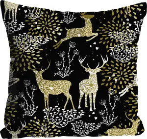 Королевская декоративная подушка "Рудольф", чехол без наполнения, 1 шт Queence 40х40 см, цвет goldfarben + bedruckt