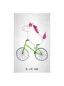 Mr. & Mrs. Panda Белое полотенце с изображением единорога-велосипедиста без каких-либо надписей