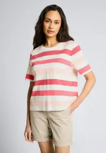 Футболка свободного кроя с круглым вырезом и принтом Tom Tailor, Coral Offwhite Stripe