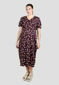 Платье для беременных из трикотажа с пышными рукавами и застежкой на пуговицы на талии. Jojo Maman Bébé, Brown