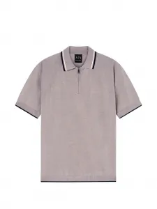 Вязаное поло на молнии Armani Exchange, серый