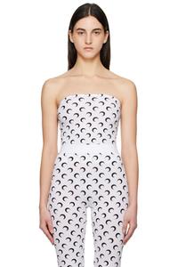 Белая луна принтованный трикотажный топ Second Skin Tube Marine Serre