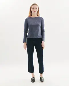 Женская футболка с лодочкой и металлизированным мраморным эффектом Caroll, темно-синий