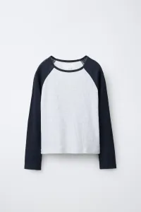 Футболка с рукавами реглан Zara, темно-синий