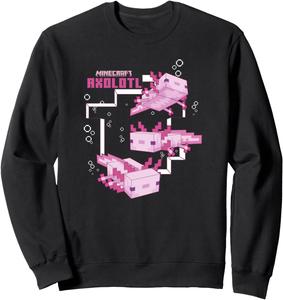 Толстовка Minecraft с изображением розового пруда с аксолотлями, черная (black 19-3911tcx), размер S