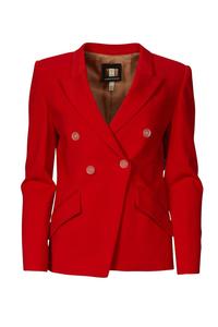 Суперматовый приталенный двубортный жакет из джерси в коралловом цвете LANDSCAPE