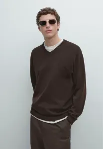 Джемпер с v-образным вырезом из хлопка Massimo Dutti, Dark Brown