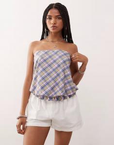 Клетчатый бандо-топ в мульти Collusion