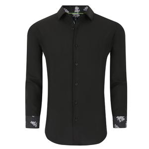 Tom Baine Slim Fit Performance Мужская рубашка с длинным рукавом, цвет black solid
