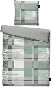 Постельное белье Sansibar Cliff (2 шт.), 135x200 см, 100% хлопок, клетчатый рисунок, зеленый Sansibar Shoes