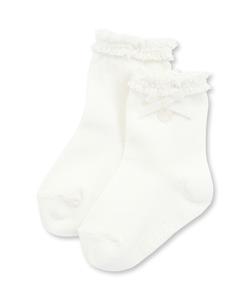 Хлопковые мерсеризованные кружевные носки с лентой для младенцев (8-13 см)