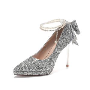 Zubumei Серебряные женские туфли на тонком каблуке 10,5 см, цвет Silver