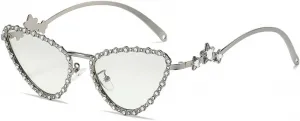 Солнцезащитные очки Melrose Crystal Shiny Cat Eye для женщин, винтажный стиль, роскошные солнцезащитные очки со стразами, женская модель 3764, Silver