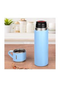 Изолированная бутылка 450 мл, серая, матовая THERMOHOME Gräwe, светло-синий