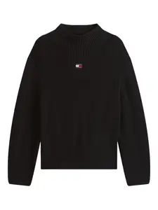 Свитер с высоким воротником и нашивкой-логотипом Tommy Jeans, черный