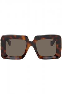 Loewe Коричневые квадратные солнцезащитные очки с фаской, выполненные в виде анаграммы