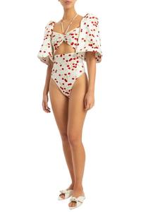 Купальник Cherry Bomb с рукавами-буфами в оттенке «бежевый» Adriana Degreas, кремовый