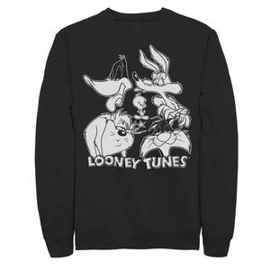 Мужской черно-белый свитшот с лицами героев Looney Tunes Licensed Character