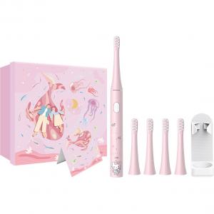 Sanrio Электрическая зубная щетка водонепроницаемые долговременные отбеливающие 3 режима чистки с 4 насадками T3