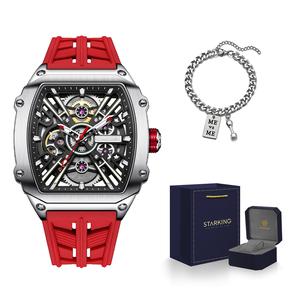 STARKING Часы Steel Core Collection Mechanical Movement Silicone Strap Watch Men's Watch Black Dial