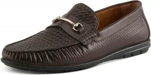 Мужские лоферы Spring Step Deckard из кожи - классические плетеные слипоны с декоративной пряжкой и съемной мягкой стелькой, темно-коричневый