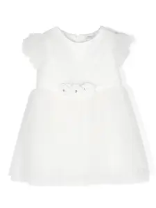 Расклешенное платье из тюля с плиссировкой Monnalisa, белый