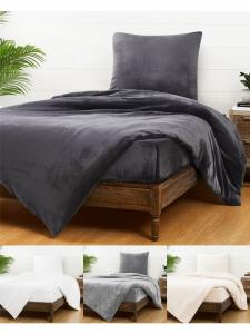 Комплект постельного белья из флиса Тедди, 2 предмета, 155 x 220 см, однотонный, антрацитовый JACK, 155x220 см