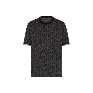 Футболка с круглым вырезом и принтом логотипа ea7 EMPORIO ARMANI, черный