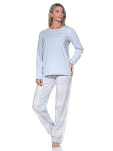 NORMANN Пижама из клетчатой фланели с длинными рукавами и светло-голубыми пижамными штанами