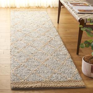 Ковер SAFAVIEH, 69 x 275 см, Rug Natural Fiber Collection Runner, Grey & Bleach, Handmade Jute, Ideal for The Hallway, Entryway, Foyer, Bedroom (NFB475F-29)