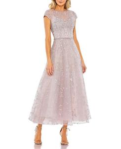 Женское платье А-силуэта с высоким воротом и рукавами-крылышками Mac Duggal, фиолетовый