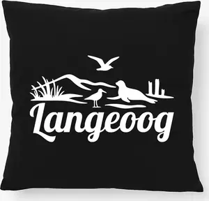 Подушка Huuraa с пляжным мотивом Langeoog, подарочная, 40x40 см, с наполнителем из черного хлопка, Langeoog Decor Hellweg Druckerei