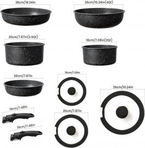 Набор посуды PFOA Umetre со съемной ручкой, черный