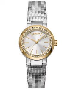 Женские часы Eastside Mini с серебристым циферблатом, золотистым корпусом и браслетом из нержавеющей стали, 28 мм DKNY