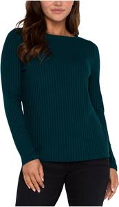 Женский миниатюрный трикотажный топ с длинными рукавами и вырезом-лодочкой Liverpool Los Angeles, Dark Forest