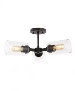 3-Ламповый светодиодный светильник Jaymes для сельского дома, промышленный, чугунный, цилиндрический, полуутопленный монтаж Jonathan Y, black