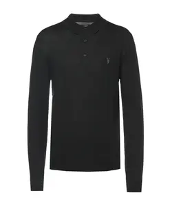 Шерстяная рубашка поло Allsaints, черный