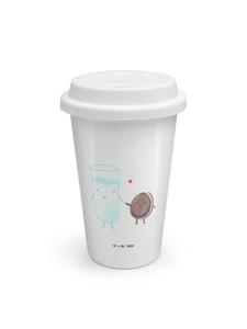 Mr. & Mrs. Panda Кофейная кружка на вынос, молоко, печенье, без надписи, белая