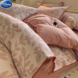 Disney Комплект постельного белья 4 предмета, 200 см: пододеяльник 220x240 см, простыня, 2 наволочки, цвет розовый, ткань хлопок, бренд Yeyu