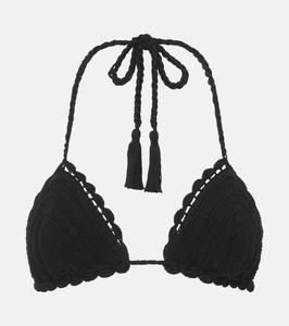 Вязаный хлопковый топ-бикини Anna Kosturova, Black